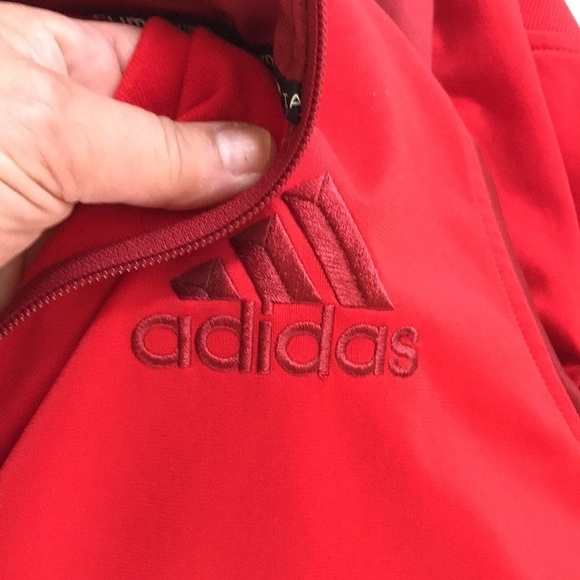 Adidas XL red unisex jacket Climate Control with burgundy stripe zip front - Picture 11 of 12